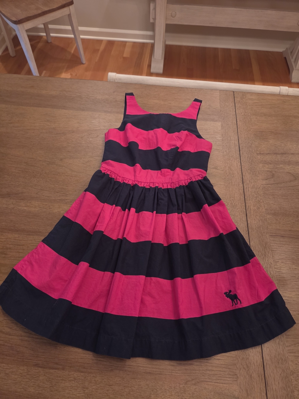 Abercrombie & Fitch Pink & Navy Striped Fit and Flare Dress Size 0